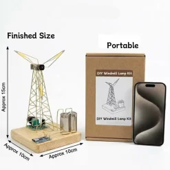 DIY Metal Industrial-Style Windmill Lamp Model Kit - Rotatable Creative Desktop Lamp
