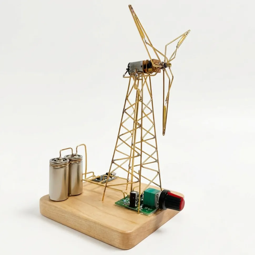 DIY Metal Industrial-Style Windmill Lamp Model Kit - Rotatable Creative Desktop Lamp