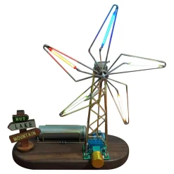 DIY Metal Wire Five-Vane Windmill LED Lamp Kit – Hand Soldering Assembly Model