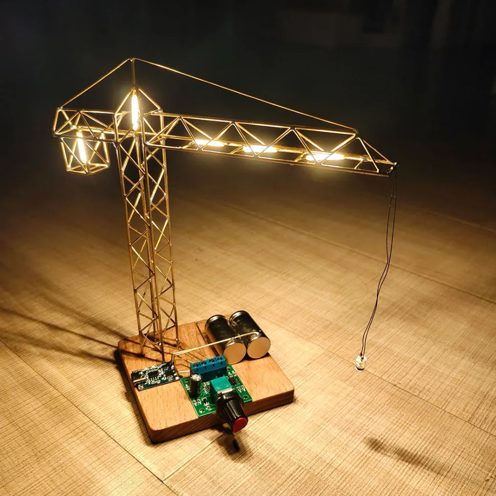 DIY Metal Wire Tower Crane Night Light Kit – STEM Display Sculpture Model Kit