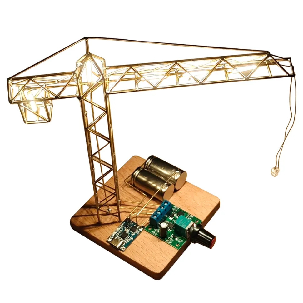 DIY Metal Wire Tower Crane Night Light Kit – STEM Display Sculpture Model Kit