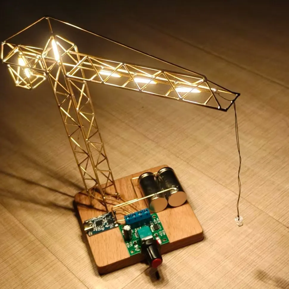 DIY Metal Wire Tower Crane Night Light Kit – STEM Display Sculpture Model Kit