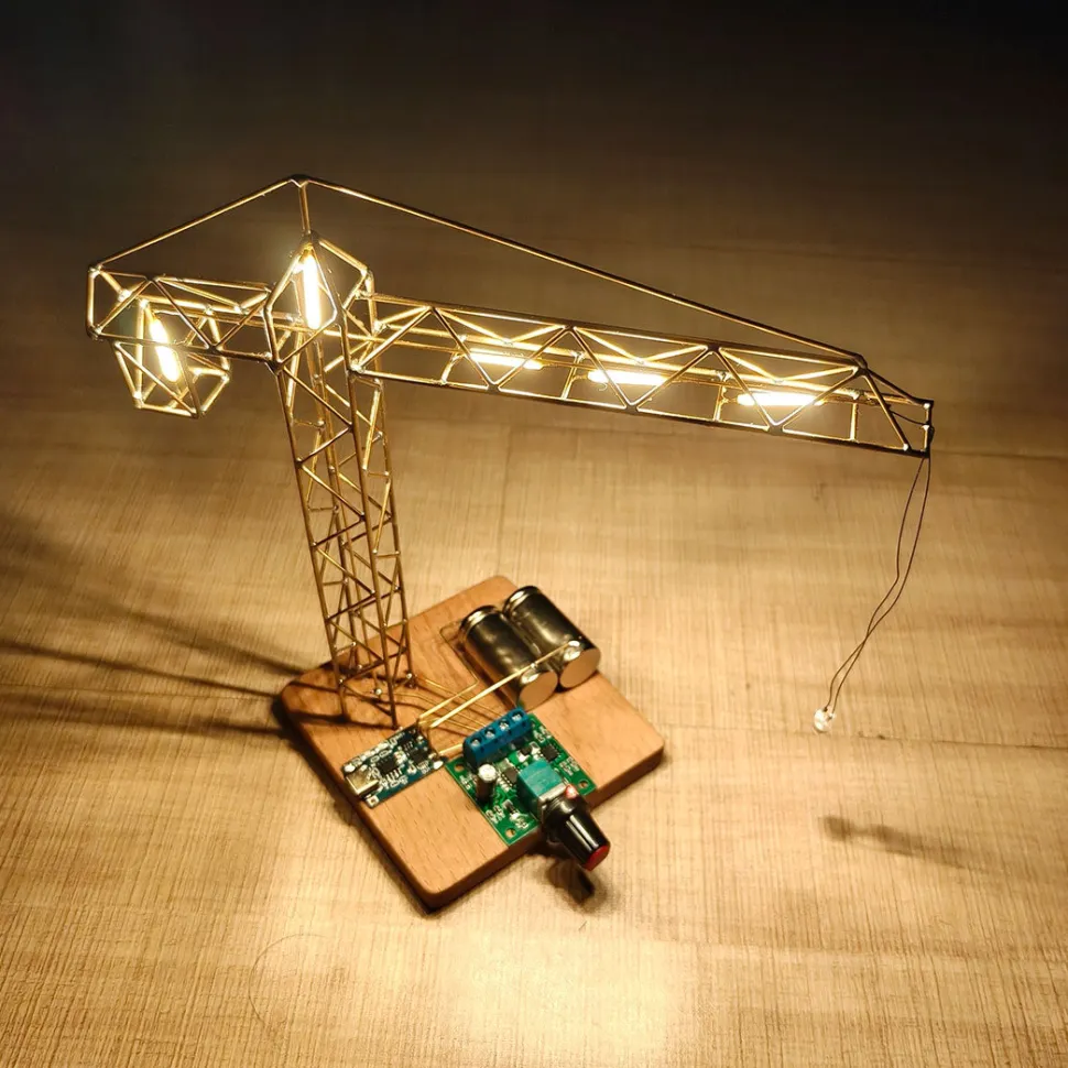 DIY Metal Wire Tower Crane Night Light Kit – STEM Display Sculpture Model Kit