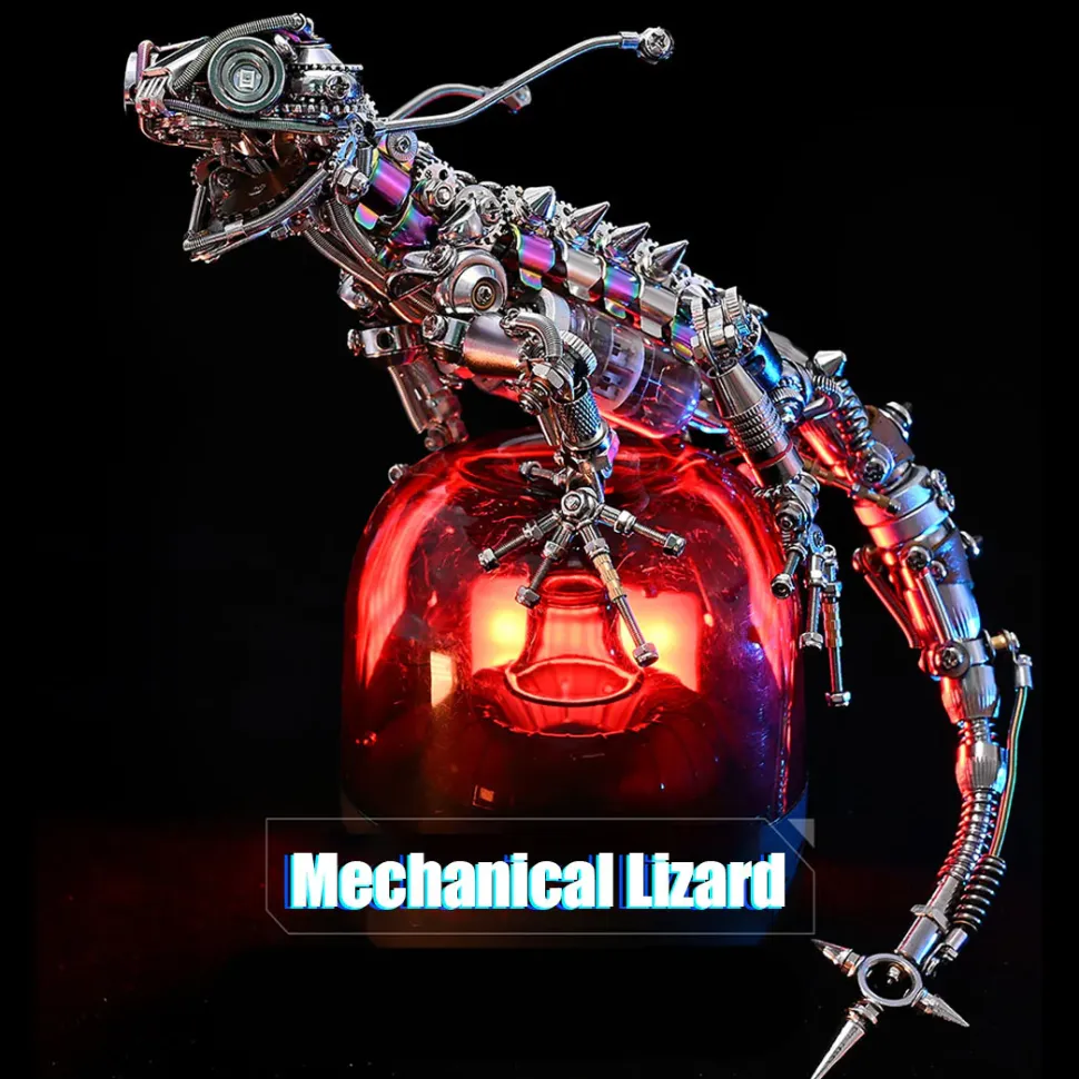 DIY Steampunk Chameleon Lizard Mechanical 3D Metal Model Kit 1000PCS Difficult Puzzle