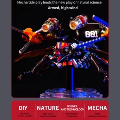 3D Mechanical Bionic Beetle Assembly Model Kit with LED Lighting Eight-Cylinder Engine