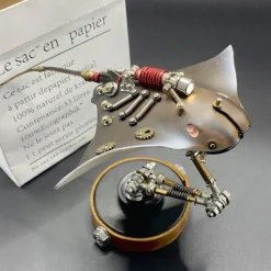 3D Mechanical Manta Ray Metal Model Kit, DIY Steampunk Assembly Puzzle with LED Light, Desktop Display Decor (200+PCS)