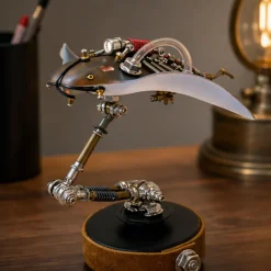 3D Mechanical Manta Ray Metal Model Kit, DIY Steampunk Assembly Puzzle with LED Light, Desktop Display Decor (200+PCS)