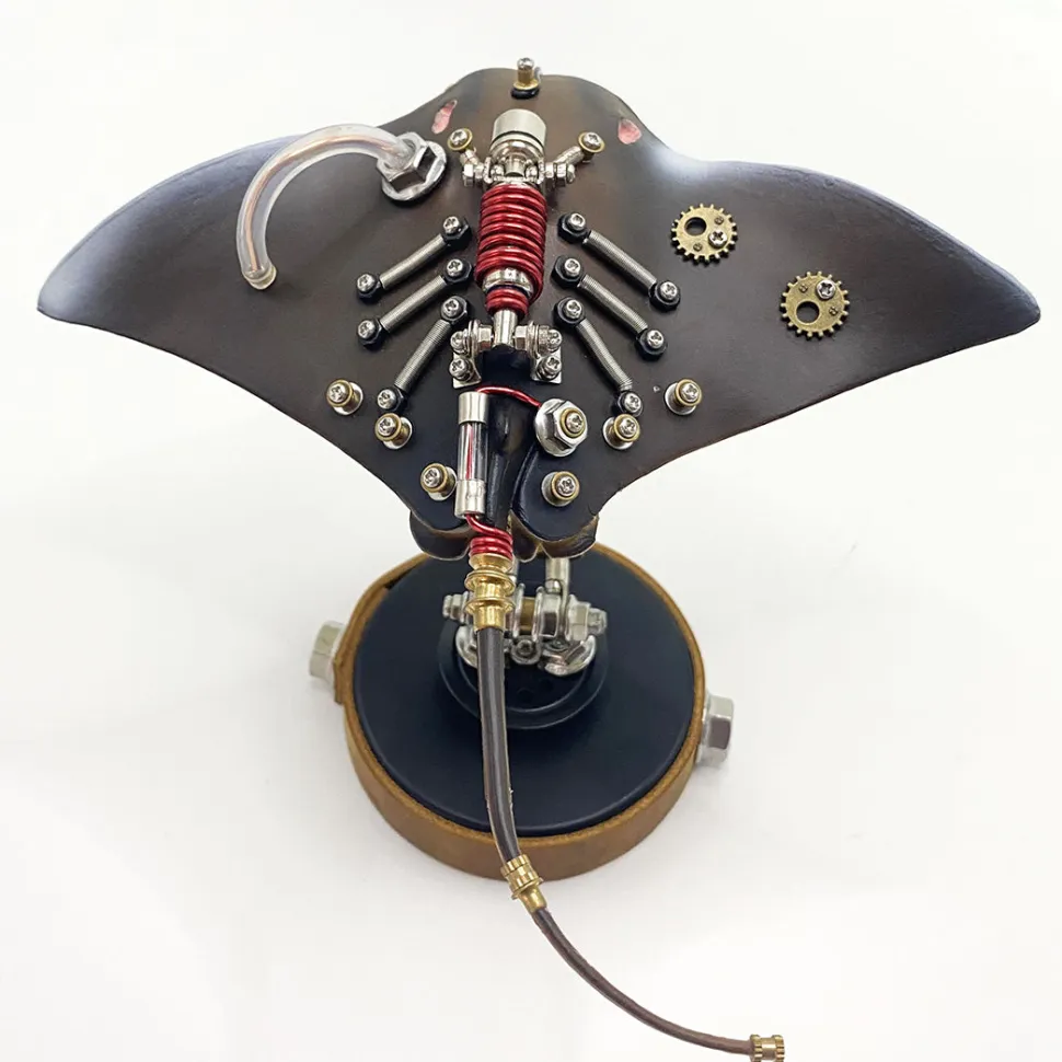 3D Mechanical Manta Ray Metal Model Kit, DIY Steampunk Assembly Puzzle with LED Light, Desktop Display Decor (200+PCS)