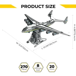 3D Metal AN-225 MRIYA Aircraft Model Kit, Collectible Desktop Display for Aviation Lovers-270PCS