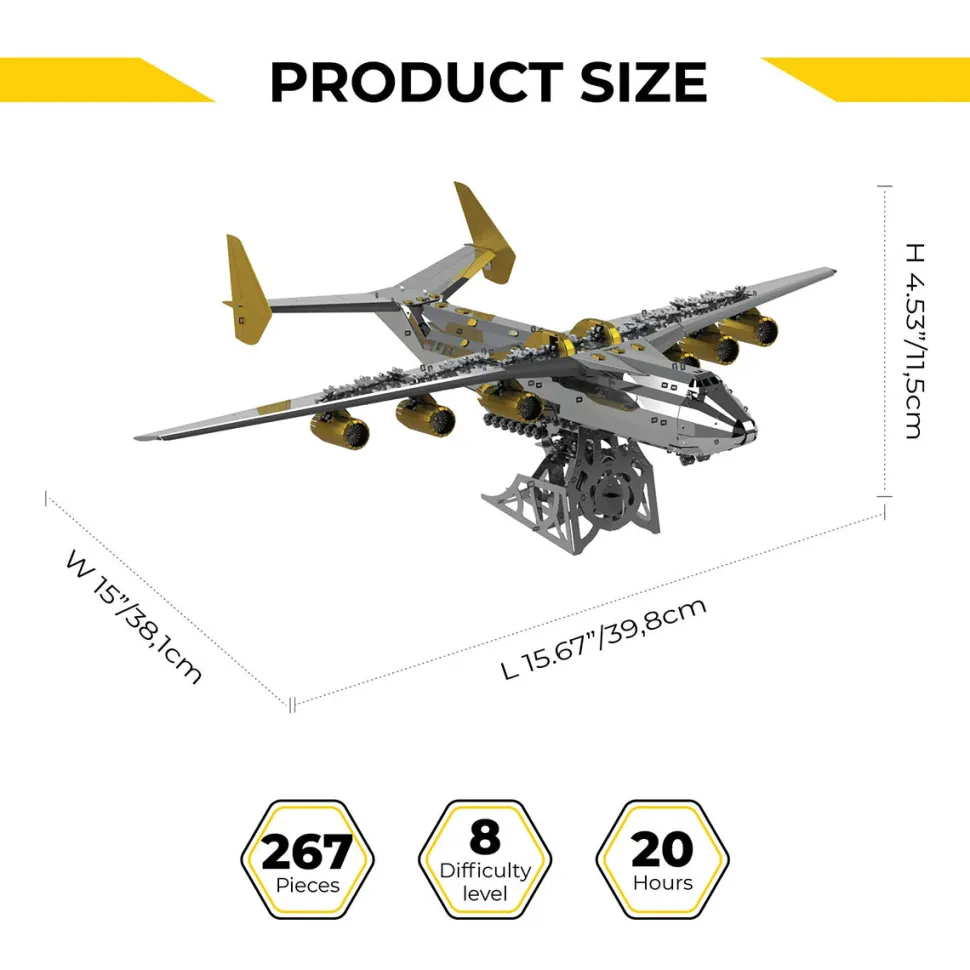 3D Metal AN-225 MRIYA Aircraft Model Kit, Collectible Desktop Display for Aviation Lovers-267PCS