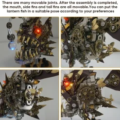 3D Metal Lantern Fish DIY Steampunk Assembly Anglefish Model Colorful Lamp Creative Trendy Toy -700PCS