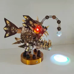 3D Metal Lantern Fish DIY Steampunk Assembly Anglefish Model Colorful Lamp Creative Trendy Toy -700PCS