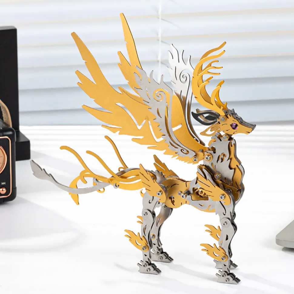 3D Metal Mechanical Deer DIY Assembly Model Kit, Futuristic Desktop for Adults and Collectors