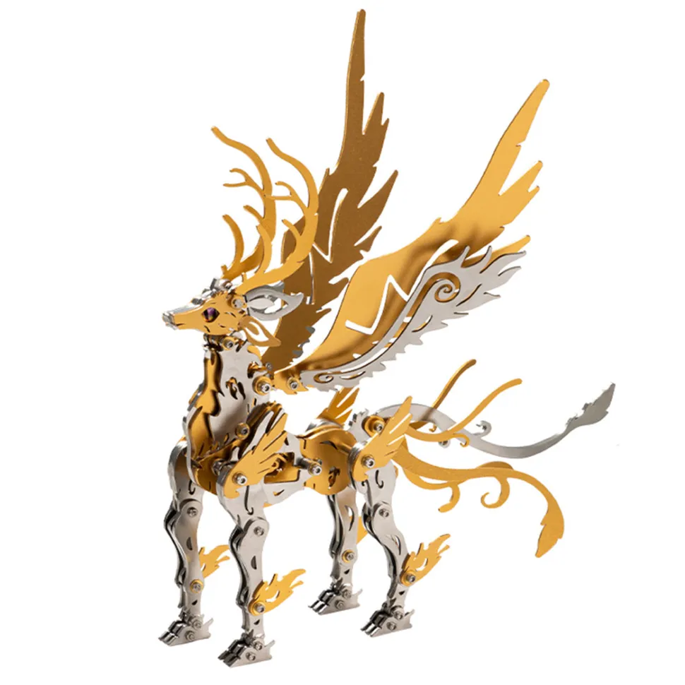 3D Metal Mechanical Deer DIY Assembly Model Kit, Futuristic Desktop for Adults and Collectors