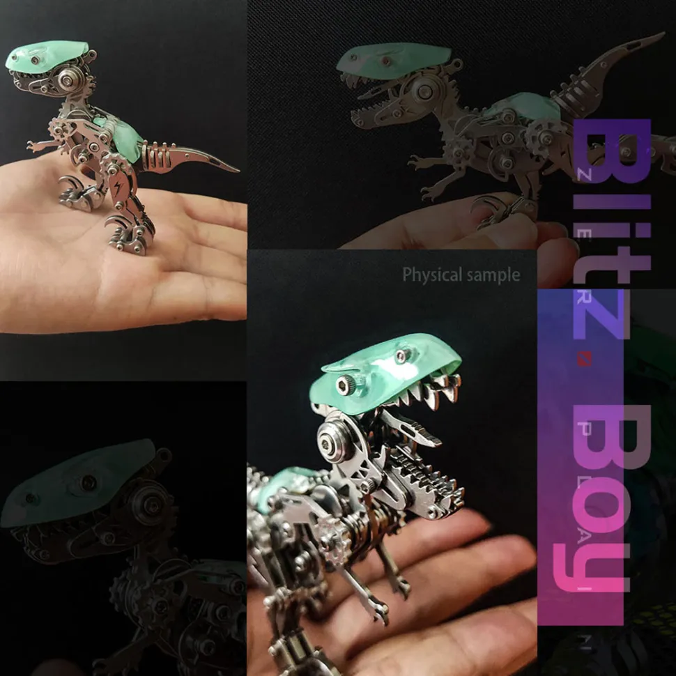 3D Metal Mechanical Dinosaur Model Kit DIY Velociraptor Assembly Model - 160PCS