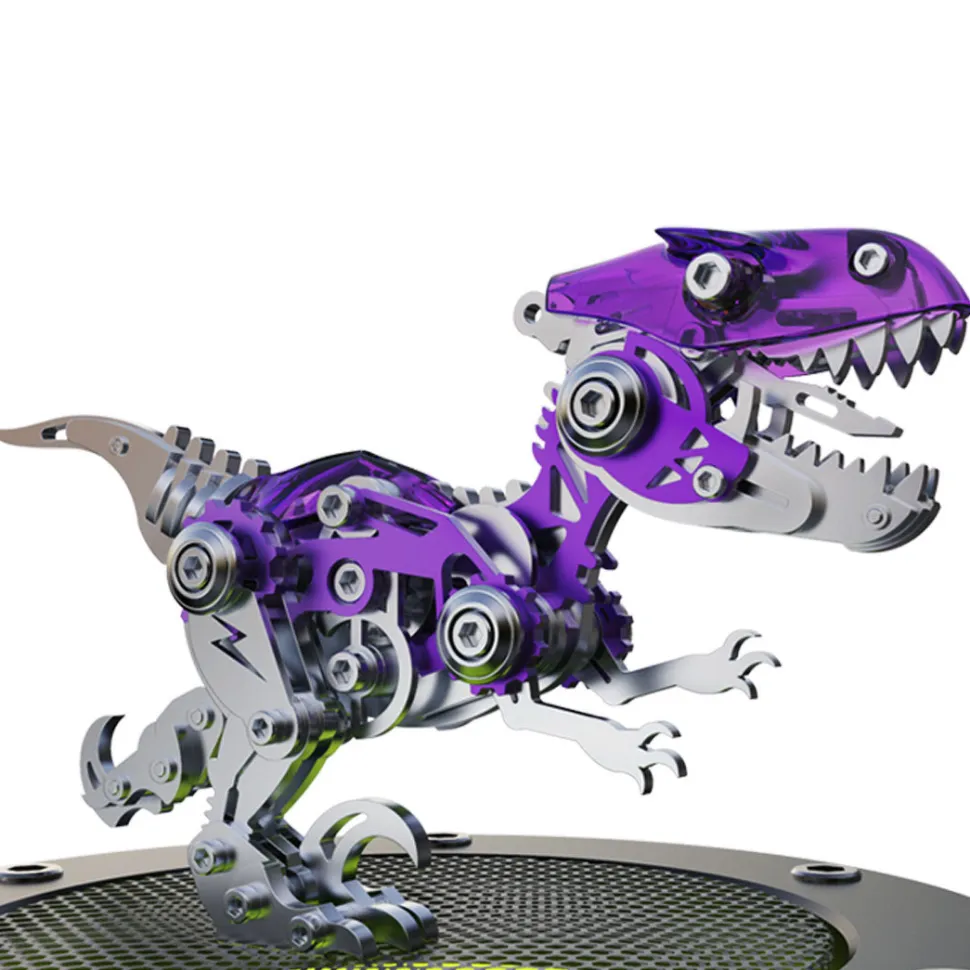 3D Metal Mechanical Dinosaur Model Kit DIY Velociraptor Assembly Model - 160PCS