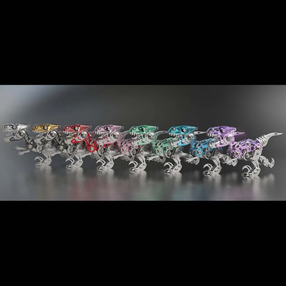3D Metal Mechanical Dinosaur Model Kit DIY Velociraptor Assembly Model - 160PCS