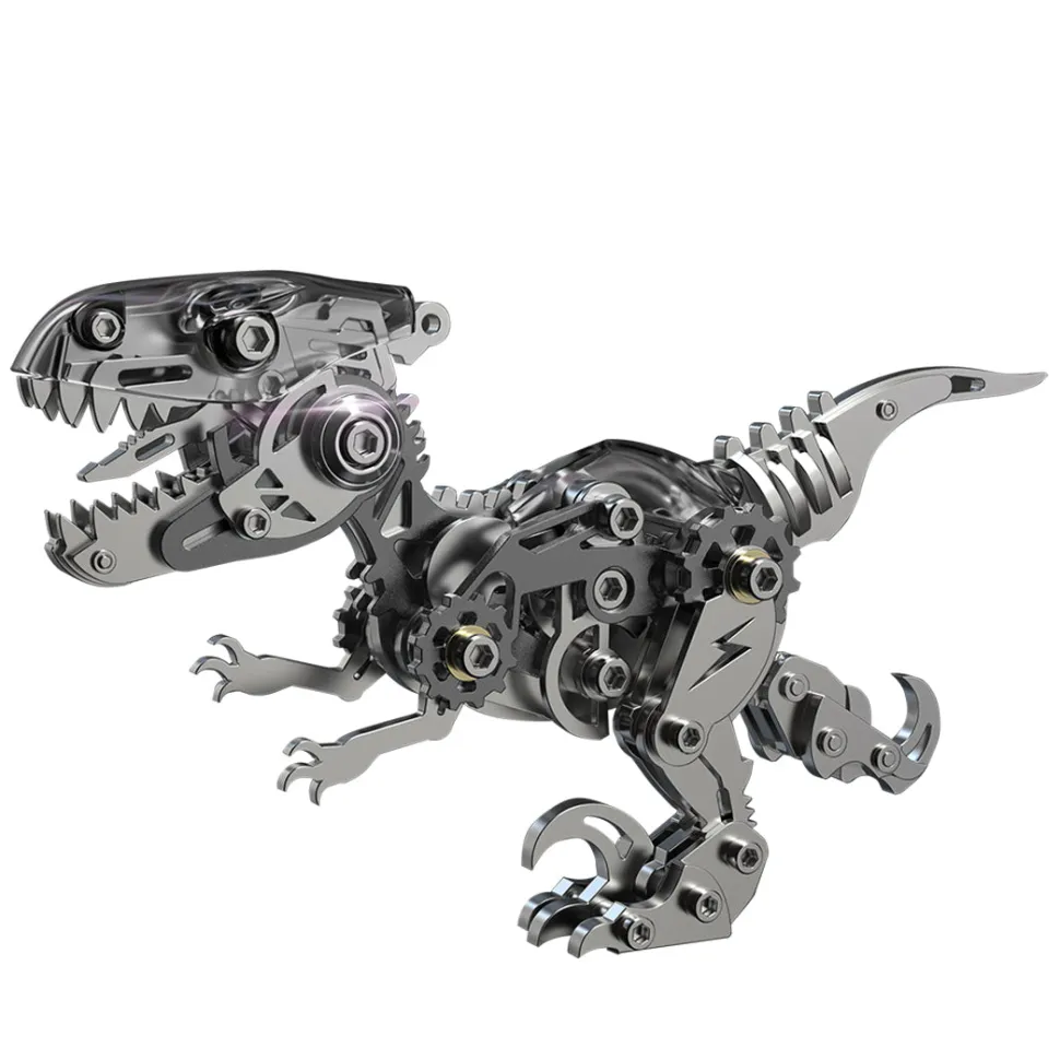 3D Metal Mechanical Dinosaur Model Kit DIY Velociraptor Assembly Model - 160PCS