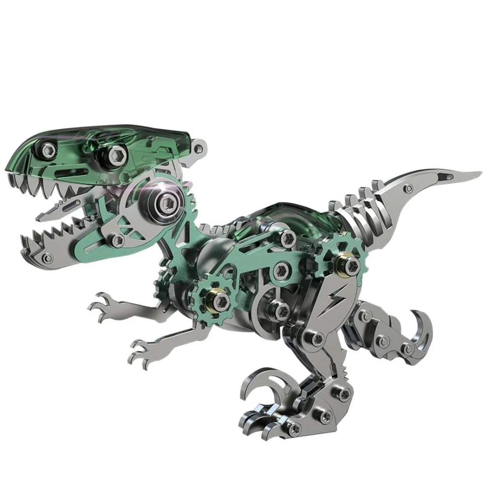 3D Metal Mechanical Dinosaur Model Kit DIY Velociraptor Assembly Model - 160PCS