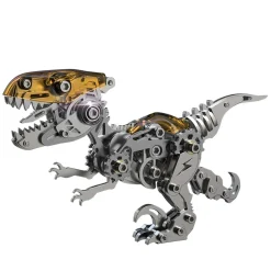3D Metal Mechanical Dinosaur Model Kit DIY Velociraptor Assembly Model - 160PCS