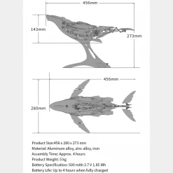 3D Metal Mechanical Humpback Whale Model Kit– DIY Marine Creature Assembly Puzzle Toy