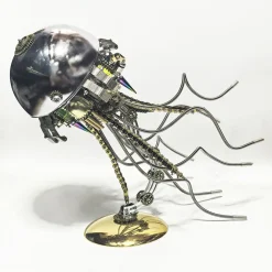 3D Metal Mechanical Jellyfish Model Kit-DIY Steampunk Assembly with USB Warm Light Desk Lamp for Desktop Display (800+PCS)