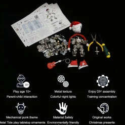 3D Metal Mechanical Punk Guitarist Robot Christmas Colorful Ambient Lamp Model Assembly Kit for Kids, Teens, and Adults-366PCS