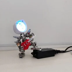 3D Metal Mechanical Punk Guitarist Robot Christmas Colorful Ambient Lamp Model Assembly Kit for Kids, Teens, and Adults-366PCS