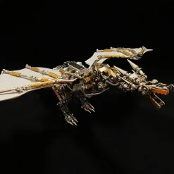3D Metal Mechanical Steampunk Fly Dragon Crafts DIY Assembly Model Kit Art Device-600PCS+