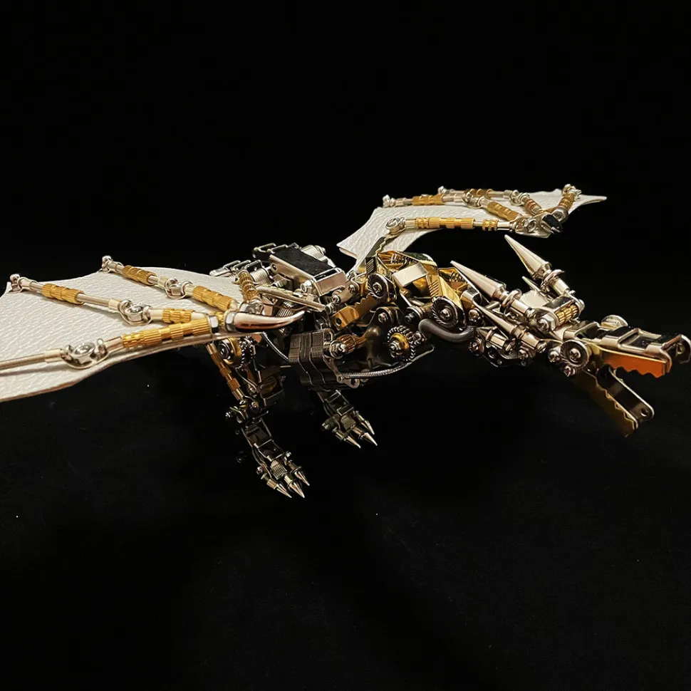 3D Metal Mechanical Steampunk Fly Dragon Crafts DIY Assembly Model Kit Art Device-600PCS+