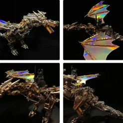 3D Metal Mechanical Steampunk Fly Dragon Crafts DIY Assembly Model Kit Art Device-600PCS+
