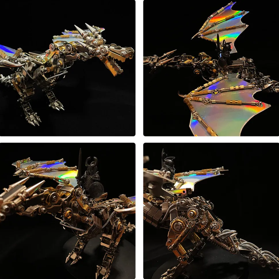 3D Metal Mechanical Steampunk Fly Dragon Crafts DIY Assembly Model Kit Art Device-600PCS+