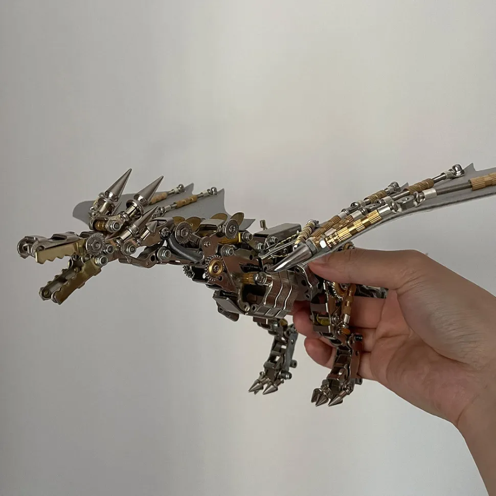 3D Metal Mechanical Steampunk Fly Dragon Crafts DIY Assembly Model Kit Art Device-600PCS+