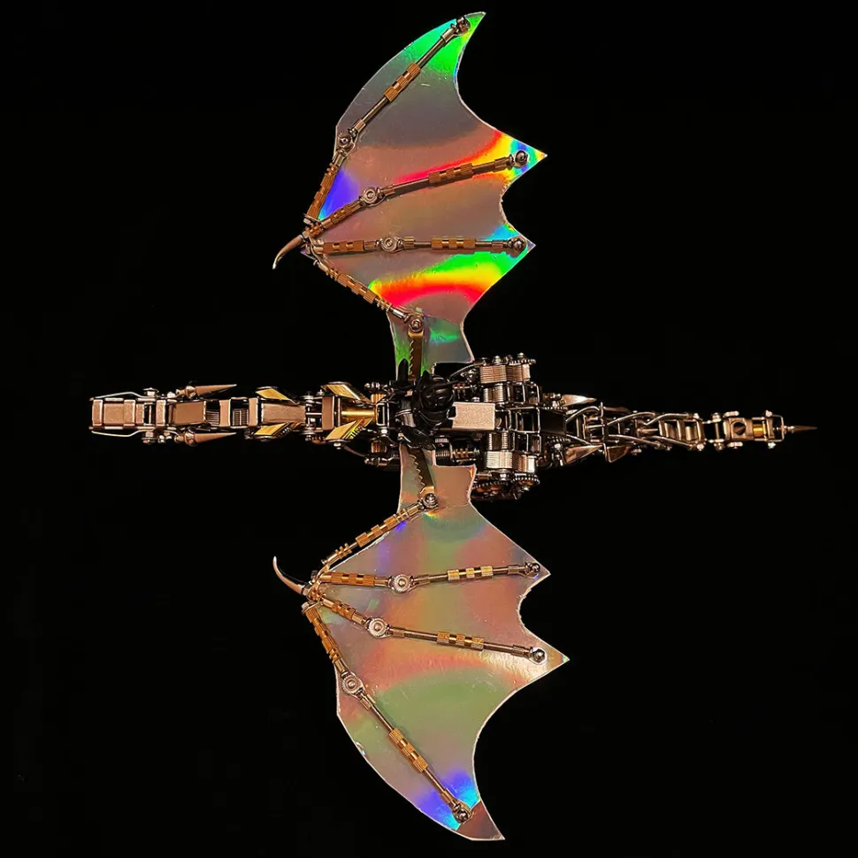 3D Metal Mechanical Steampunk Fly Dragon Crafts DIY Assembly Model Kit Art Device-600PCS+