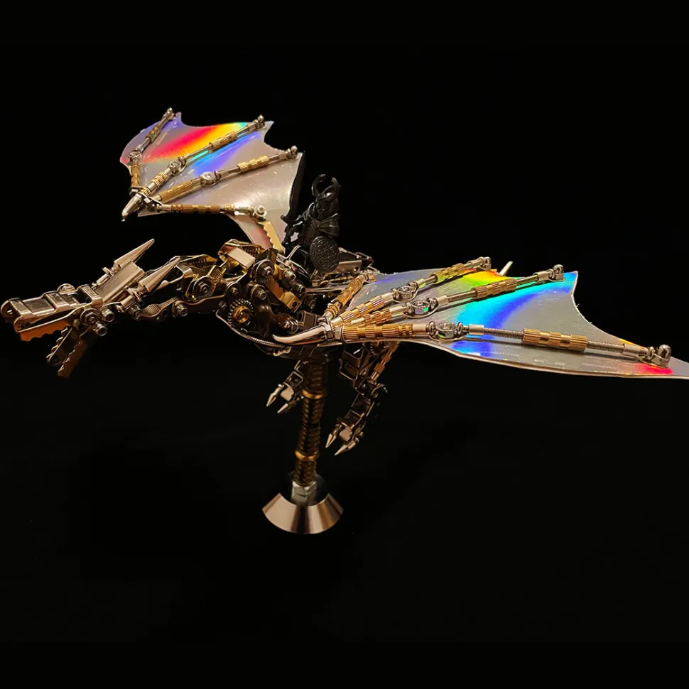 3D Metal Mechanical Steampunk Fly Dragon Crafts DIY Assembly Model Kit Art Device-600PCS+