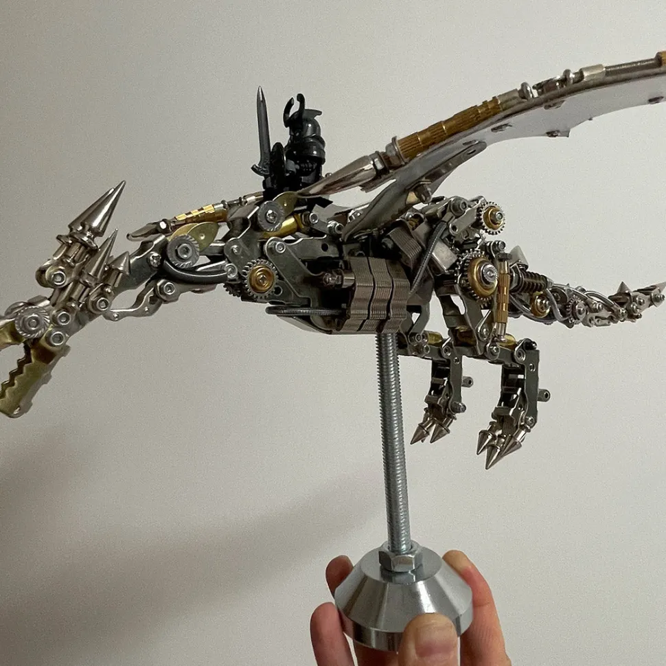 3D Metal Mechanical Steampunk Fly Dragon Crafts DIY Assembly Model Kit Art Device-600PCS+
