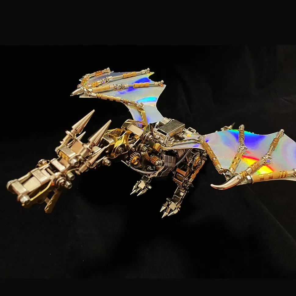 3D Metal Mechanical Steampunk Fly Dragon Crafts DIY Assembly Model Kit Art Device-600PCS+
