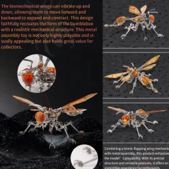 3D Metal Mechanical Wasp Puzzle Model Kit with LED Lights
