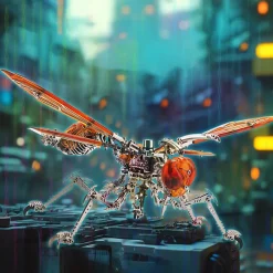 3D Metal Mechanical Wasp Puzzle Model Kit with LED Lights