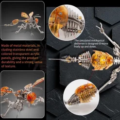 3D Metal Mechanical Wasp Puzzle Model Kit with LED Lights