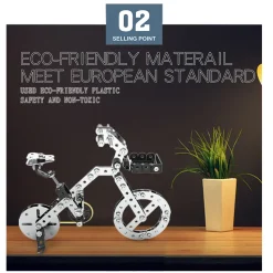 3D Metal Puzzle Bicycle Assembly Kit DIY Model Toys Kit Adults Kids -191PCS