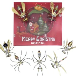 3D Metal Puzzle DIY Mini Steampunk Small Insects Metal Assembly Model Kits Christmas Set