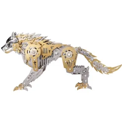 3D Metal Puzzle Mechanical Wolf Kit-Steampunk Creature Model with Movable Joints, Desktop Display Collectible Mechanical Figure