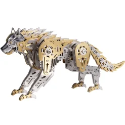 3D Metal Puzzle Mechanical Wolf Kit-Steampunk Creature Model with Movable Joints, Desktop Display Collectible Mechanical Figure
