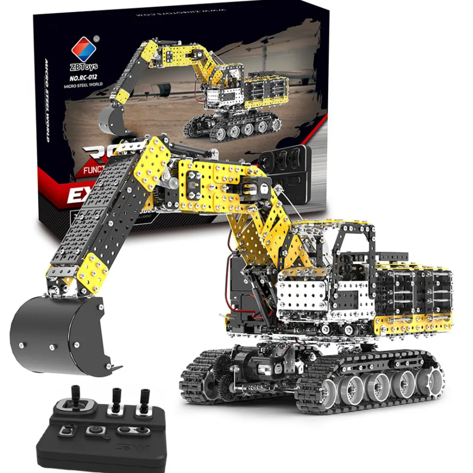 3D Metal Puzzle RC Excavator Model Kit 2.4G 12CH Metal Simulation of Alloy Excavator Construction Vehicle Model Construction-2544PCS