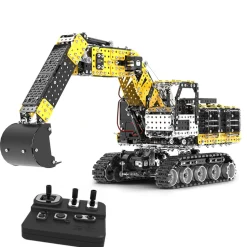 3D Metal Puzzle RC Excavator Model Kit 2.4G 12CH Metal Simulation of Alloy Excavator Construction Vehicle Model Construction-2544PCS