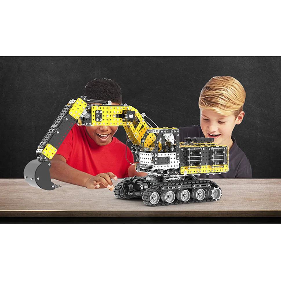 3D Metal Puzzle RC Excavator Model Kit 2.4G 12CH Metal Simulation of Alloy Excavator Construction Vehicle Model Construction-2544PCS