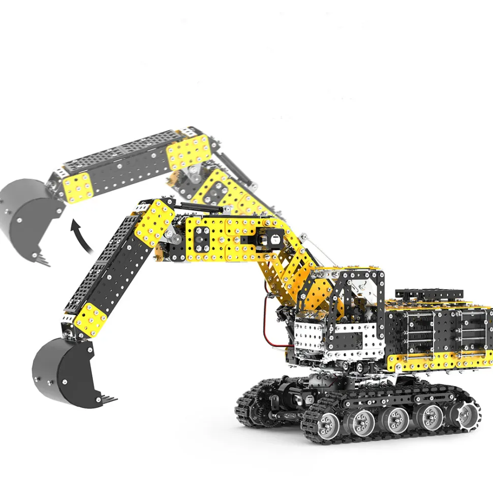 3D Metal Puzzle RC Excavator Model Kit 2.4G 12CH Metal Simulation of Alloy Excavator Construction Vehicle Model Construction-2544PCS