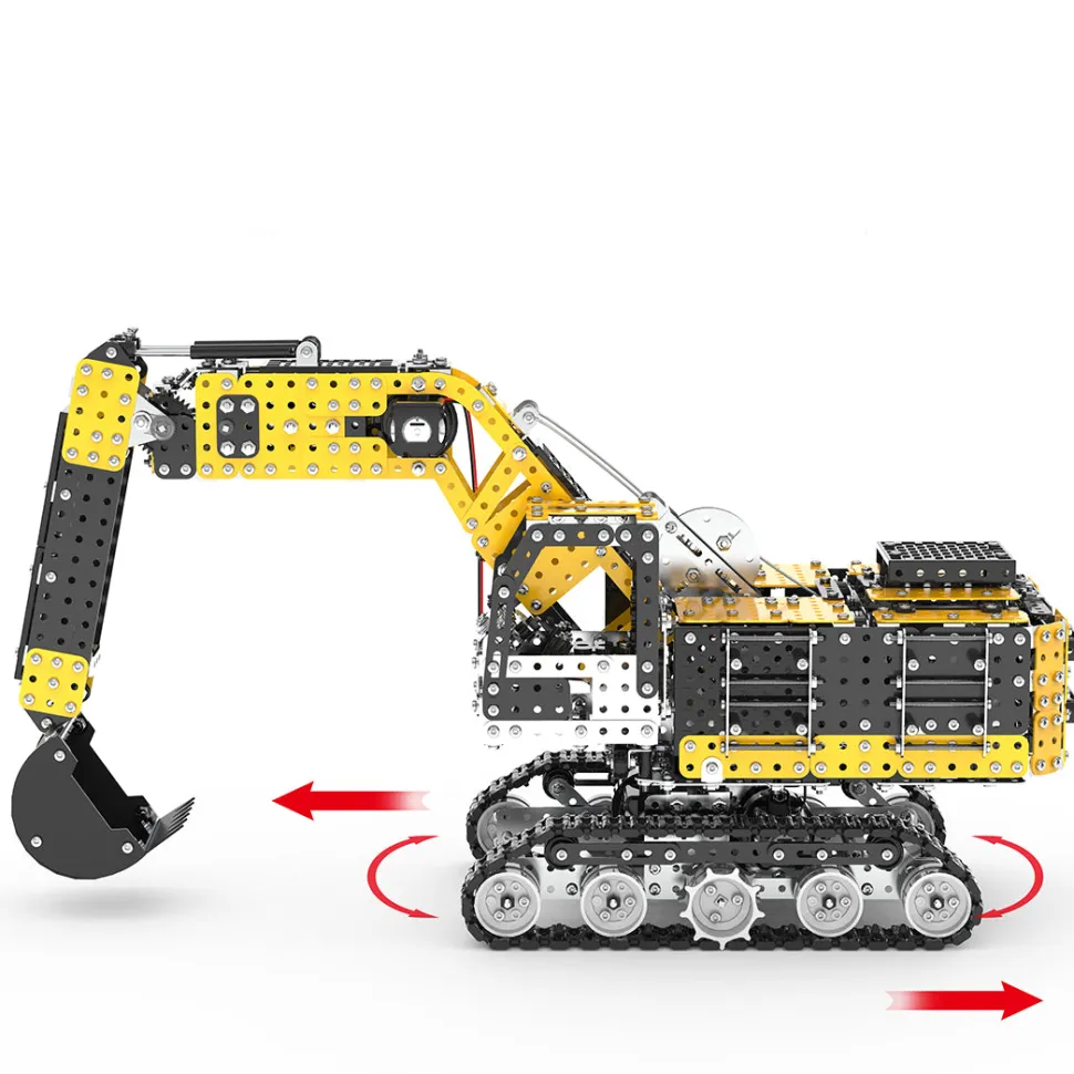 3D Metal Puzzle RC Excavator Model Kit 2.4G 12CH Metal Simulation of Alloy Excavator Construction Vehicle Model Construction-2544PCS
