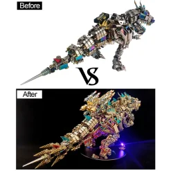 3D Metal Rex Dinosaur Mechanical Puzzle DIY Assembly Model Kit - 2500PCS+55cm Height